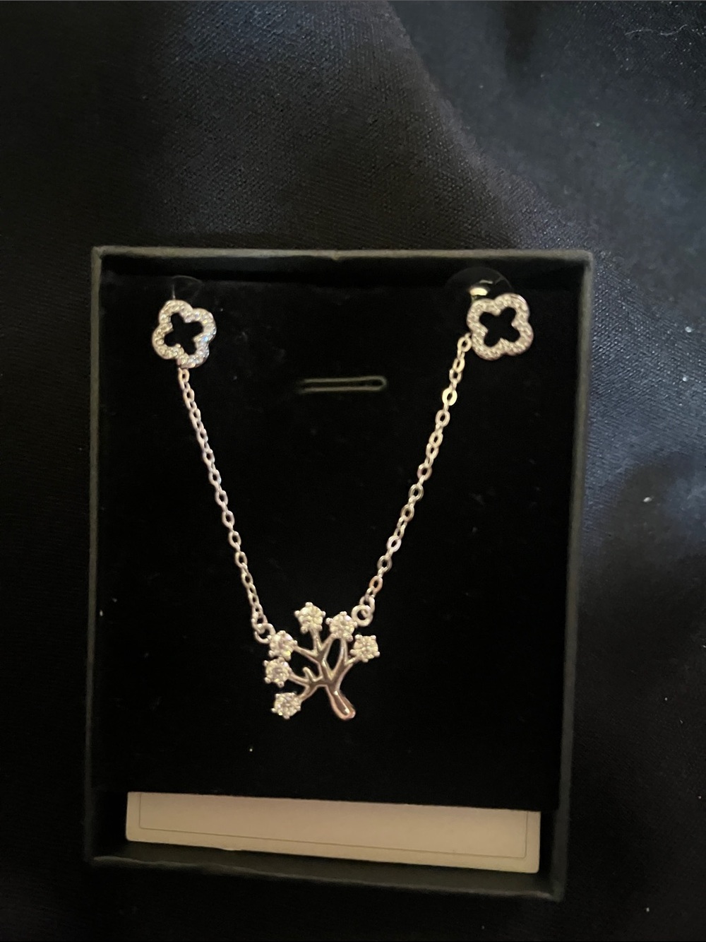 Silver Tone Floral Branch Pendant Necklace - Women Jewelry